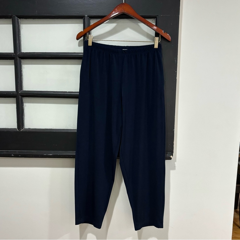 PLANET by Lauren G Pants Dark Navy Elastic Waist Jersey Sweatpants Size 1 Medium